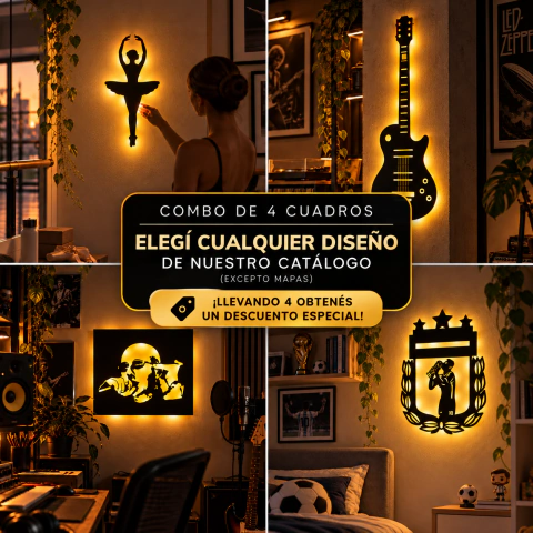 Cuadros LED - COMBO x4 (diseño a elección)