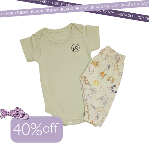 Conjunto-Body talampaya y Pantalón animalitos kawaii - comprar online