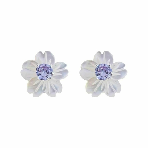 Brinco Madrepérola Flor Lavanda