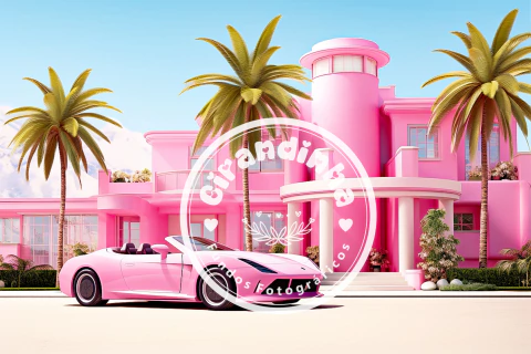 Fundo Fotográfico Casa Da Barbie Com Carro-2023701