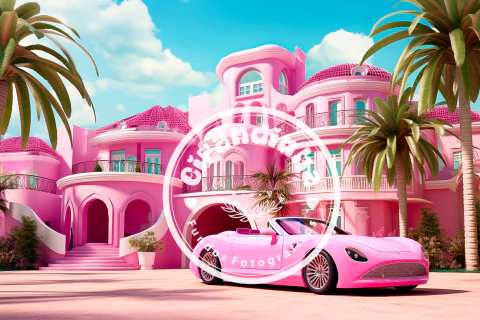 Fundo Fotográfico Casa Da Barbie Com Carro-2023706