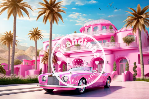 Fundo Fotográfico Casa Da Barbie Com Carro-2023707