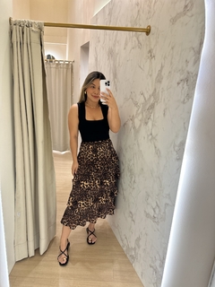 SAIA MIDI CAMADAS ANIMAL PRINT