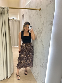 SAIA MIDI CAMADAS ANIMAL PRINT - Moderna Bonita