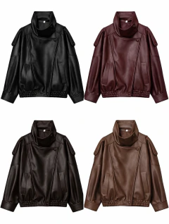 JAQUETA ZARA GOLA OVERSIZED COURO PU - loja online