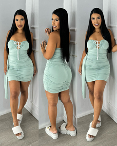 #98 VESTIDO DRAPEADO COM CORDÃO - comprar online