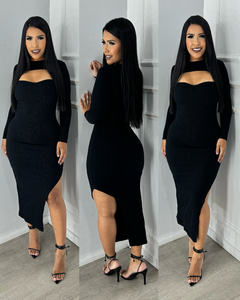 #116 VESTIDO MANGA LONGA ABERTO NO PEITO - comprar online