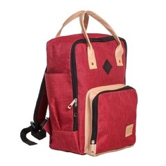 MOCHILA MATERNAL BORDÓ MELANGE + Cambiador - comprar online