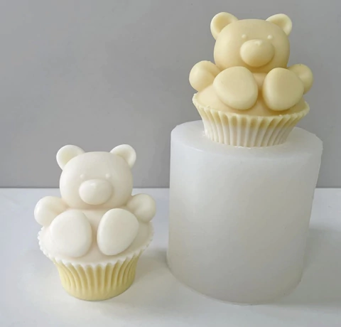 Molde de silicona oso osito cupcake para vela pastas chocolate babyshower San Valentin etc -
