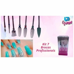 Kit 7 Un. Brocas Profissionais Cerâmica Unha de Gel - Brinde Porta Broca