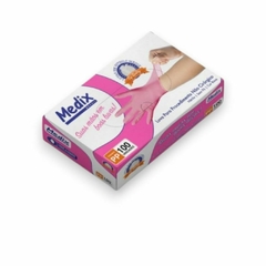 Luva Medix Rosa M com 100 un.