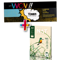 Toner Q2612a 12a 1020 1018 + Resma NAT A4 75g 500 Hojas