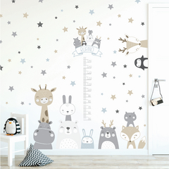 Animalitos Nórdicos con Estrellas ~ GRANDE + Medidor de Altura + NOMBRE personalizado