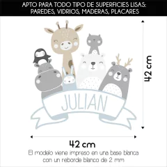 Nombre Puerta Con Animalitos Nórdicos ~ MOD Cinta - Deconilos Vinilos