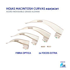 Laringoscopio macintosh curvo fibra optica luz blanca mango standar en internet