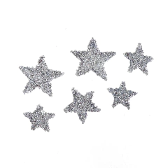 kit mini 6 estrelas cor PRATA - strass - termocolante