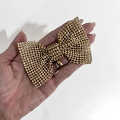 Par de Laços base DOURADA strass prata - Apliques em pedrarias exclusivos - Boutique de Aviamentos