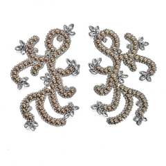 Par de apliques Siça - arabescos - termocolantes - Apliques em pedrarias exclusivos - Boutique de Aviamentos