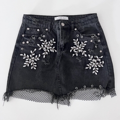 kit Myah- 4 peças - termocolantes cor ônix - Apliques em pedrarias exclusivos - Boutique de Aviamentos