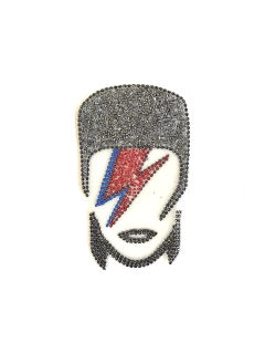 Aplique bordado termocolante com pedrarias David Bowie - comprar online