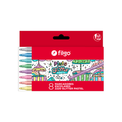 MARCADOR ESCOLAR FILGO GLITTER PASTEL X 8