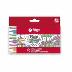 MARCADOR ESCOLAR FILGO GLITTER X 8