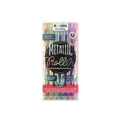 ROLLER GEL MOOVING RETRACTIL SILKY METALICA X 6