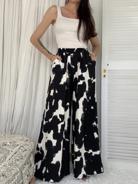 PALAZZO CHECA C0W BLACK (TPAN013) L032 - comprar online