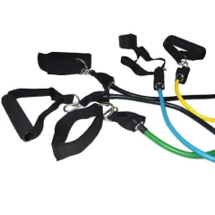 SET DE 5 BANDAS ELÁSTICAS CON MANIJAS TOBILLERAS TOPE + BOLSO STARKE - comprar online