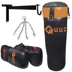 Bolsa Boxeo Pro 1,50 mts Relleno Soporte Guantin y Cadena QUUZ
