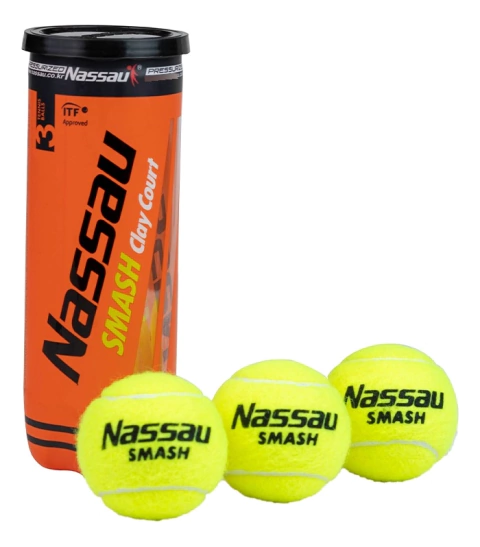 Tubo Pelota Tennis x 3 Polvo Ladrillo Nassau Smash