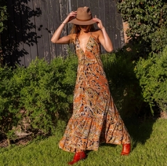 Vestido Largo Sofia (seda Gold) - Marina Sol Tienda de Ropa