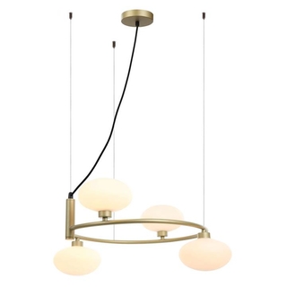 PENDENTE SAMBA METAL E VIDRO 41,5CM X 22CM 4 X G9 100W DOURADO E B HL012S