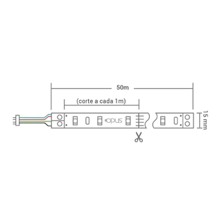 Fita de LED 100M 8w/m RGB 127V IP65 FT 31989