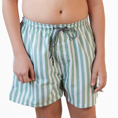 SHORT DE BAÑO STRIPES OLIVA - NIÑO 4 AL 16