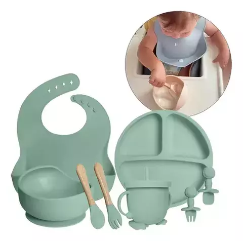 Set De Utensilios Silicona Para Bebes 8 Piezas