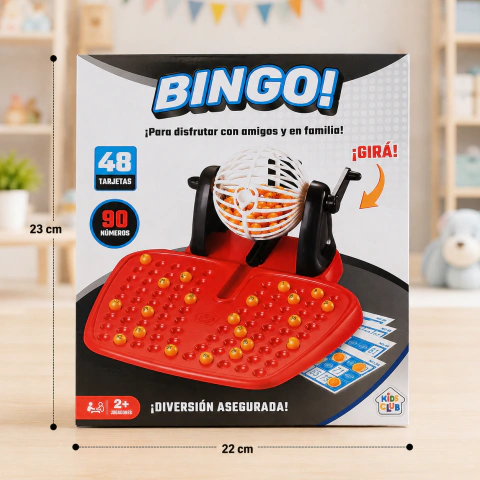 Juego de Bingo con 48 Tarjetas y Bolillero Club Kids