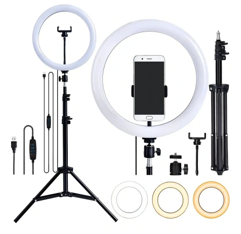Aro de luz LED 12" con Trípode y Soporte para Celular