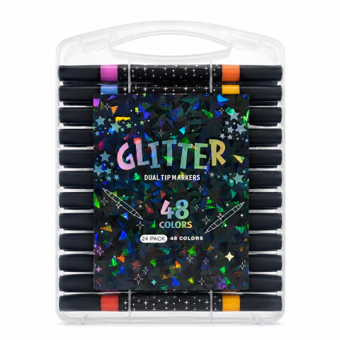 Marcadores Glitter Doble Punta 48 Colores 24 Marcadores