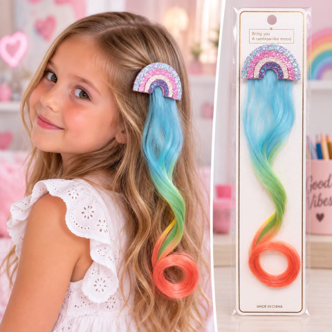 Hebilla con Extensión de Cabello y Arcoiris
