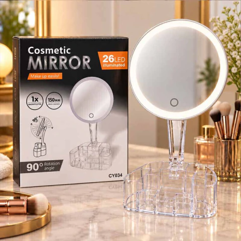Espejo Giratorio Rotatorio 26 LED Organizador COSMETIC MIRROR