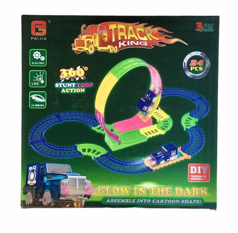 Pista De Auto Con Luz 24 Piezas Track King