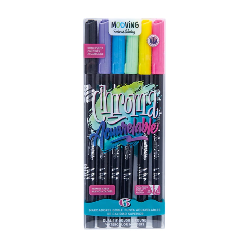 Marcadores Mooving Chroma Acuarelable X6