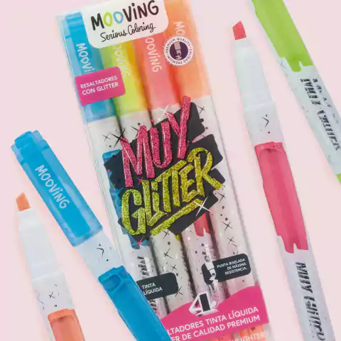 Resaltadores Muy Glitter Mooving X4