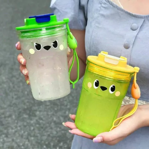 Vaso Botella Taza Hermético Con Correa Kawaii