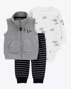 SET 3 PIEZAS BODY MANGA LARGA, CHALECO Y PANTALON