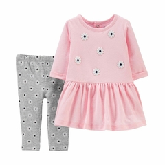 SET 2 PIEZAS VESTIDO Y CALZA FLORAL -9M-