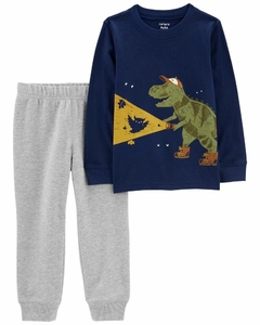 SET 2 PIEZAS CAMISETA DINO Y BABUCHA GRIS CARTERS