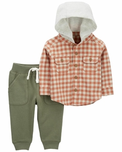 SET 2P CAMISA CON CAPUCHA Y JOGGING VERDE CARTERS