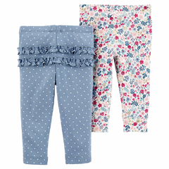 PACK DE 2 PANTALONES LUNARES FLORAL -9M-